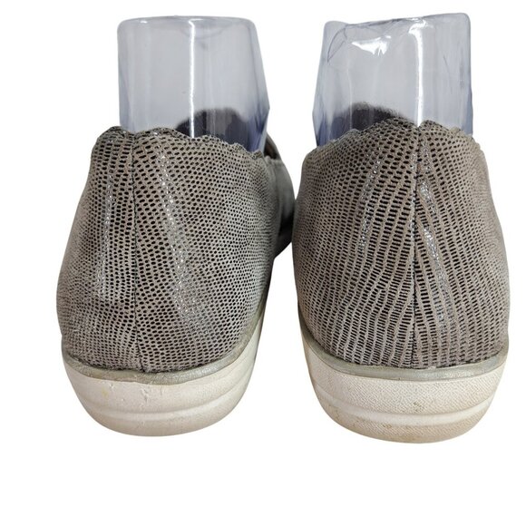 Aetrex Christie Wedge Leather Loafers Size 39 US 8.5 Taupe Gray Slip On Reptile - Picture 4 of 13